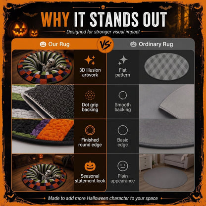 3D Haunted Vortex Round Halloween Rug