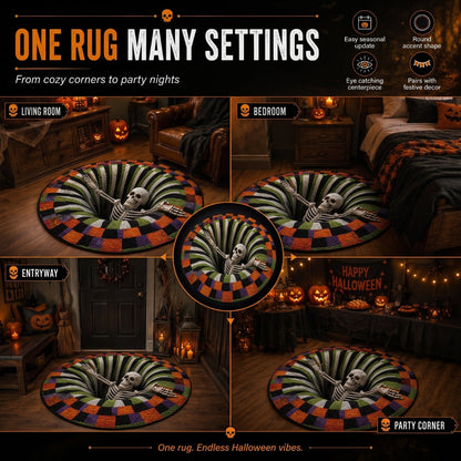 3D Haunted Vortex Round Halloween Rug