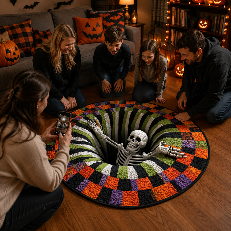 3D Haunted Vortex Round Halloween Rug