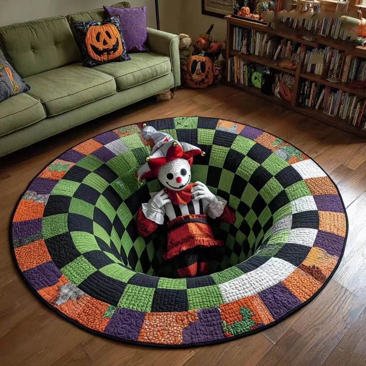 3D Haunted Vortex Round Halloween Rug
