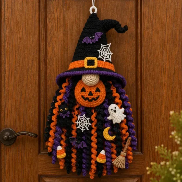 Halloween Witch Gnome crochet hanger