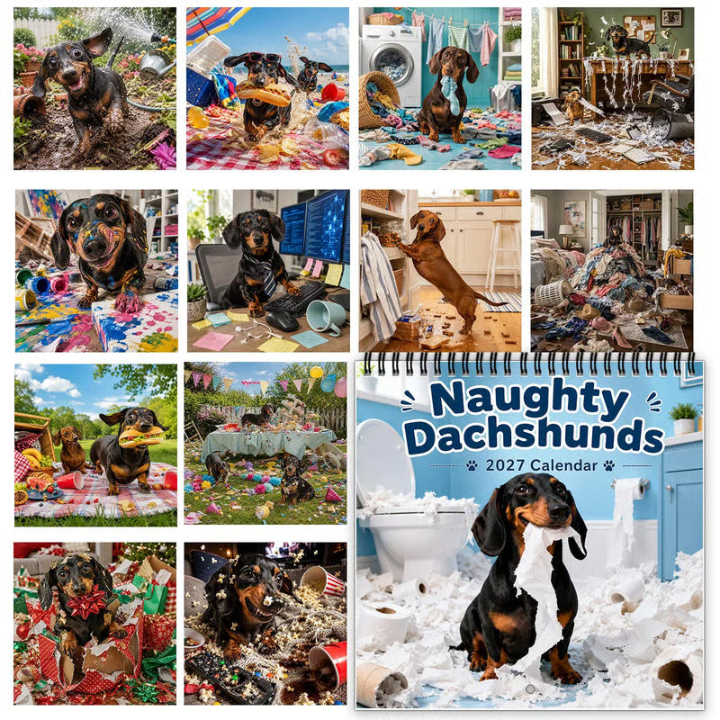 🐶Naughty Dachshunds 2027 Wall Calendar📅