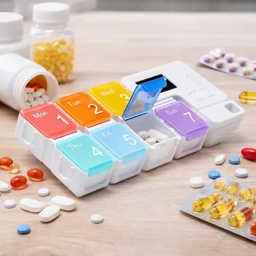 Never Miss a Dose Again — Smart 7-Day Pill Organizer with 4 Daily Alarms