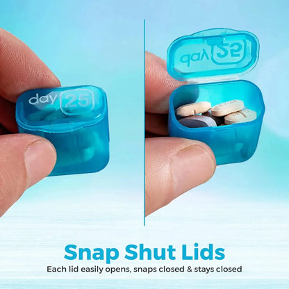 ✨31-Day Monthly Pill Box: Easy-Open Lids, Removable Pods, Date Reminder, Travel Case