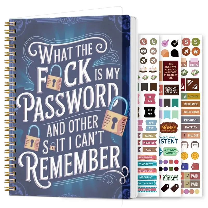 Funny password notebook with password organizer accessories