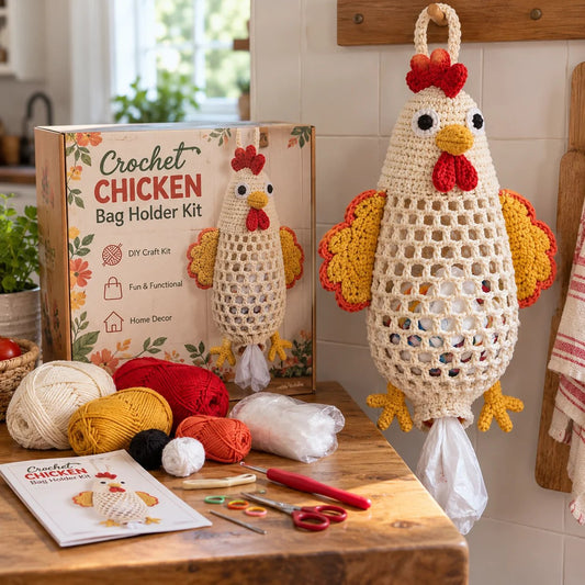 Crochet Animal Bag Holder DIY Kit – Hanging Storage Craft Project