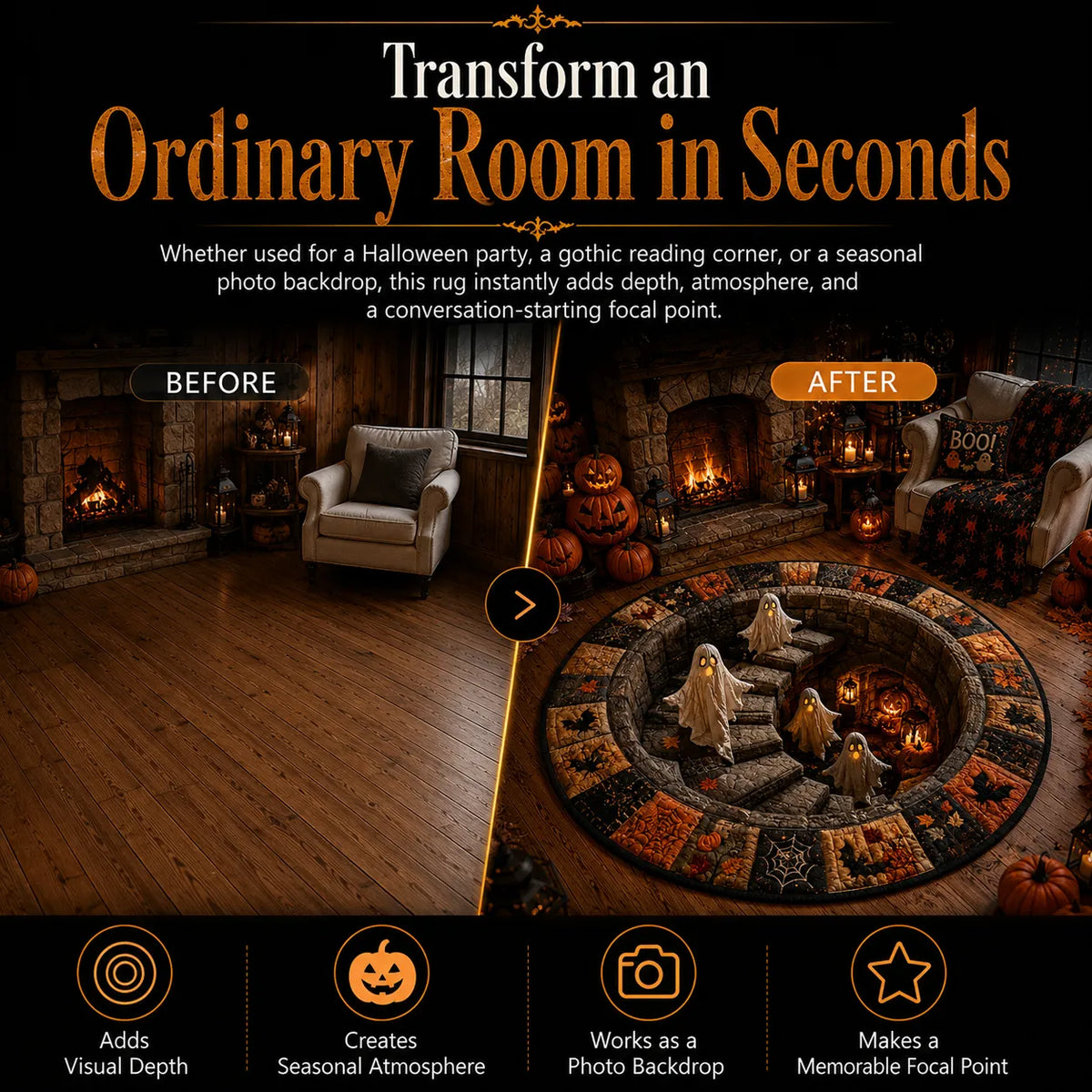 3D Haunted Vortex Round Halloween Rug