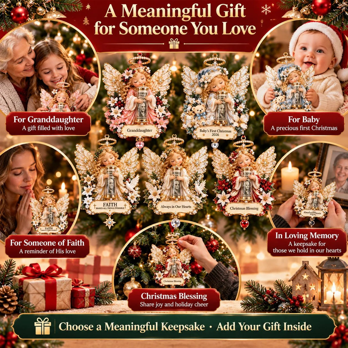 ⏰ LAST DAY SALE 50% OFF! 👼💵 3D Angel Christmas Cash Gift Ornament – Holiday Money Holder Keepsake ✨