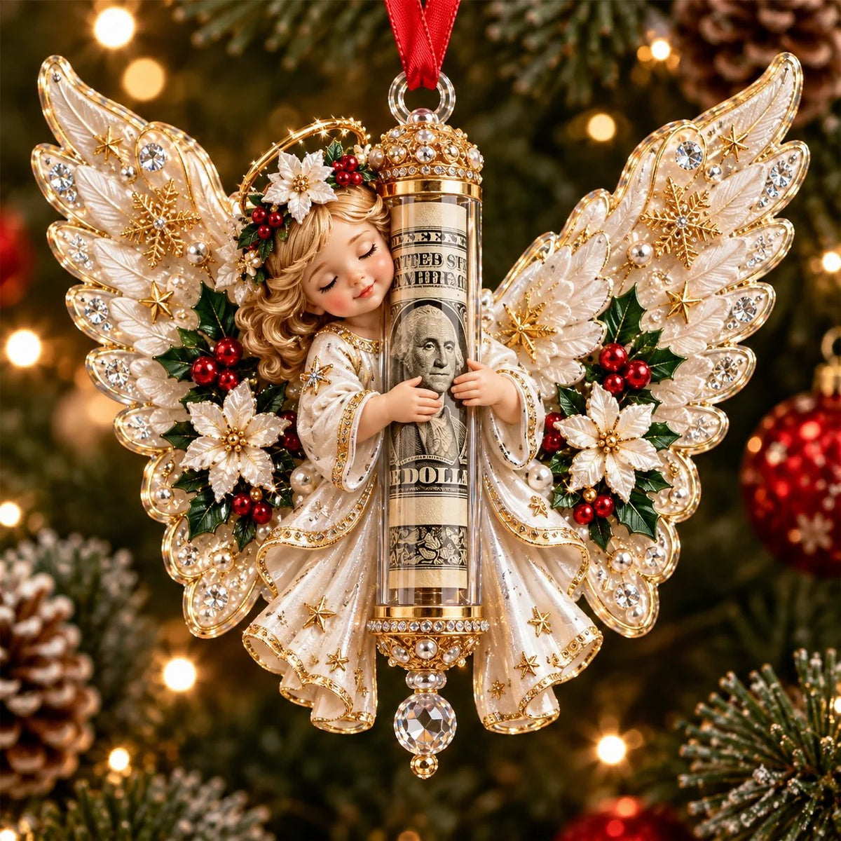 ⏰ LAST DAY SALE 50% OFF! 👼💵 3D Angel Christmas Cash Gift Ornament – Holiday Money Holder Keepsake ✨
