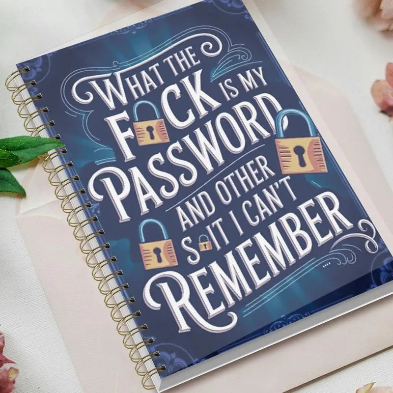 Blue Funny Password Notebook close-up