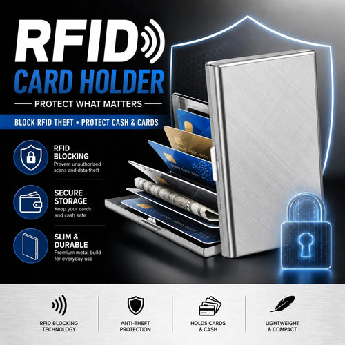 💳 Stainless Steel RFID-Blocking Card Holder