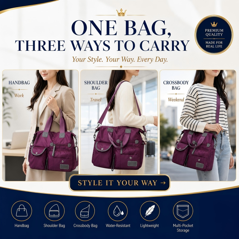 Last Day Discount 62% Off - Waterproof Tote Bag – 3-Way Carry & Spacious Organization