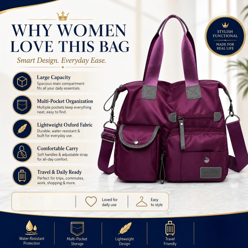 Last Day Discount 62% Off - Waterproof Tote Bag – 3-Way Carry & Spacious Organization