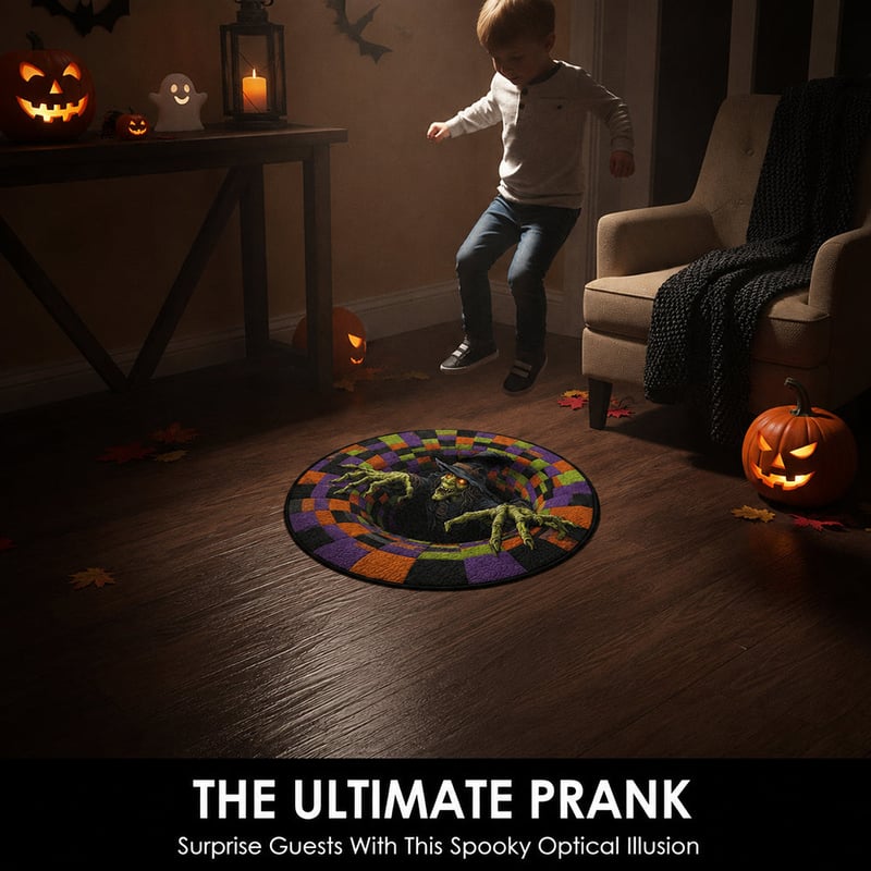 3D Haunted Vortex Round Halloween Rug