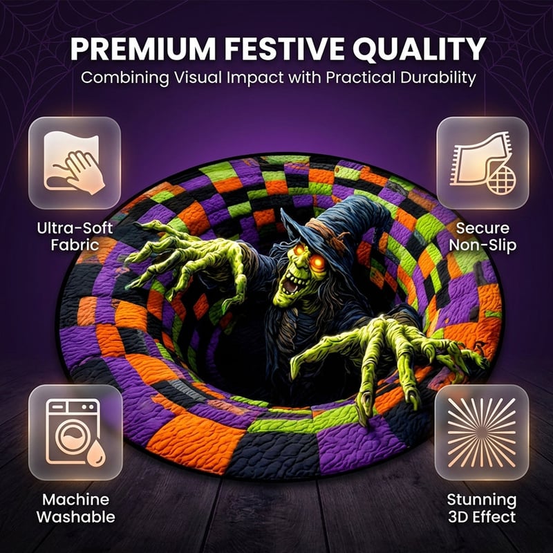 3D Haunted Vortex Round Halloween Rug