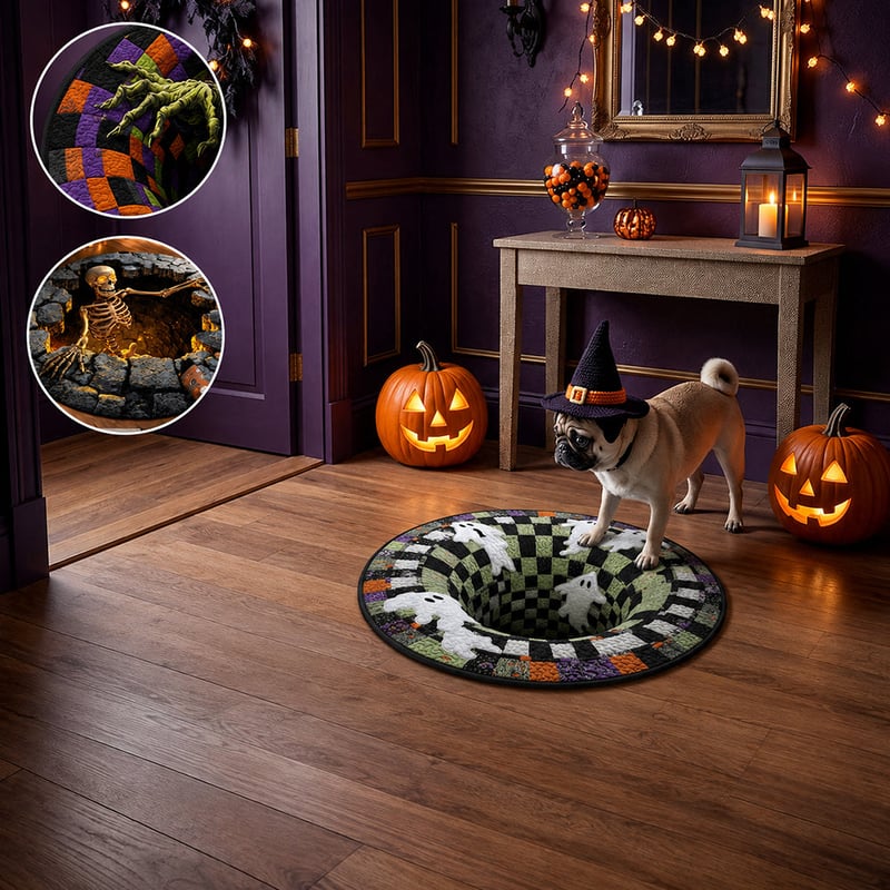 3D Haunted Vortex Round Halloween Rug